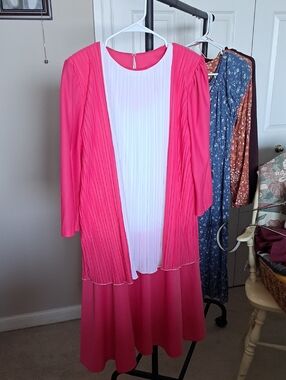 La Folie Vintage Pink Pleated Dress